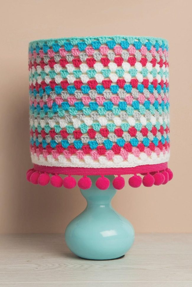 Colorful Crochet Pom-Pom Lamp