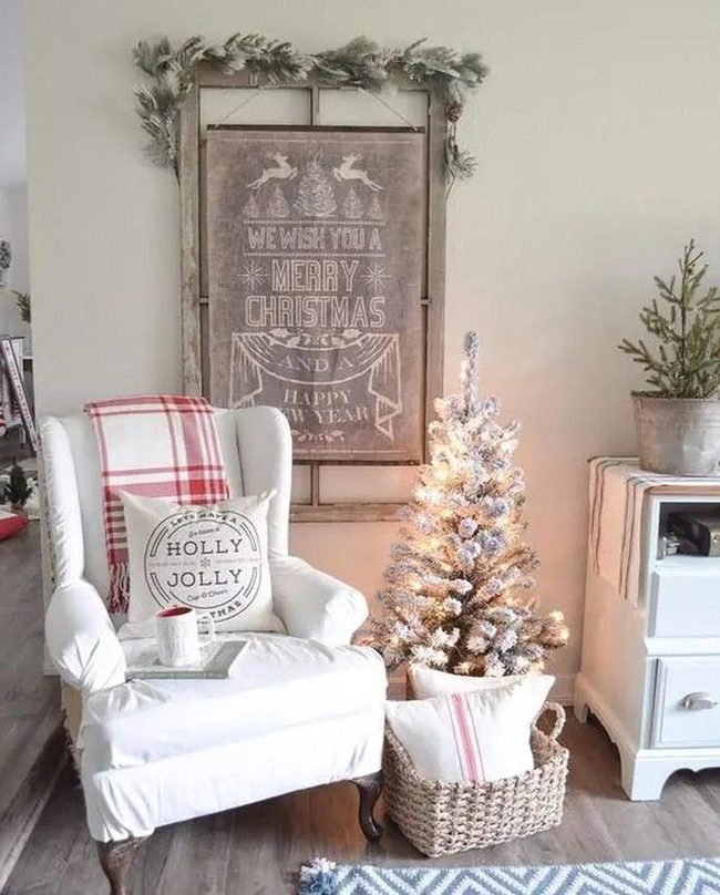 Red Plaid Chair Winter Corner