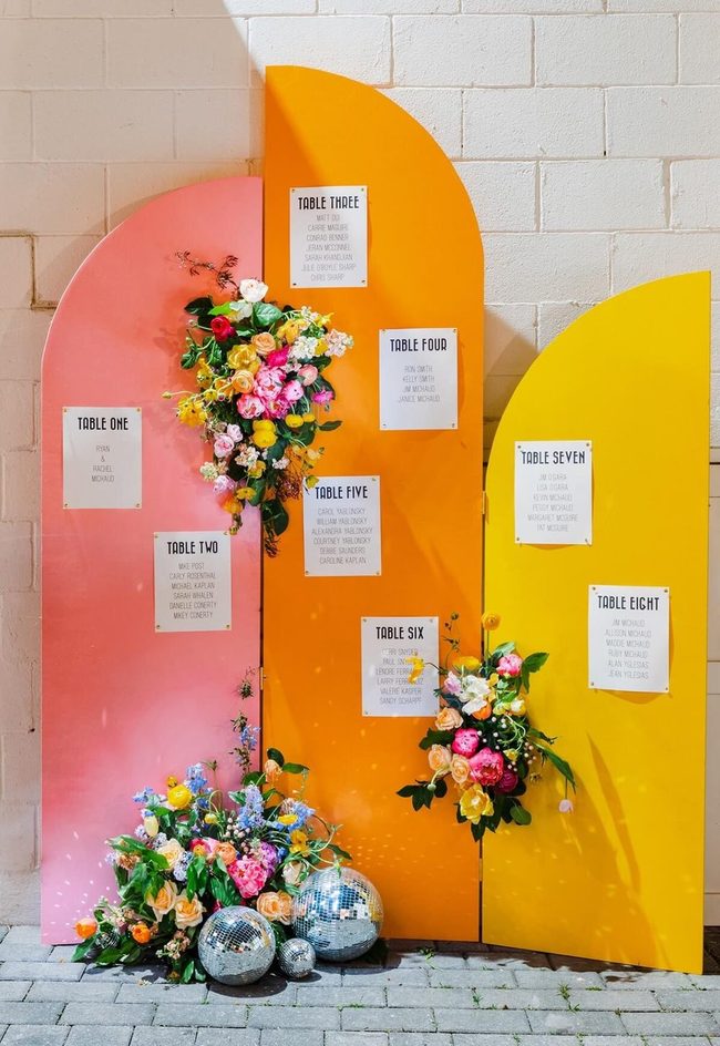 Plywood Rainbow Wedding Seating