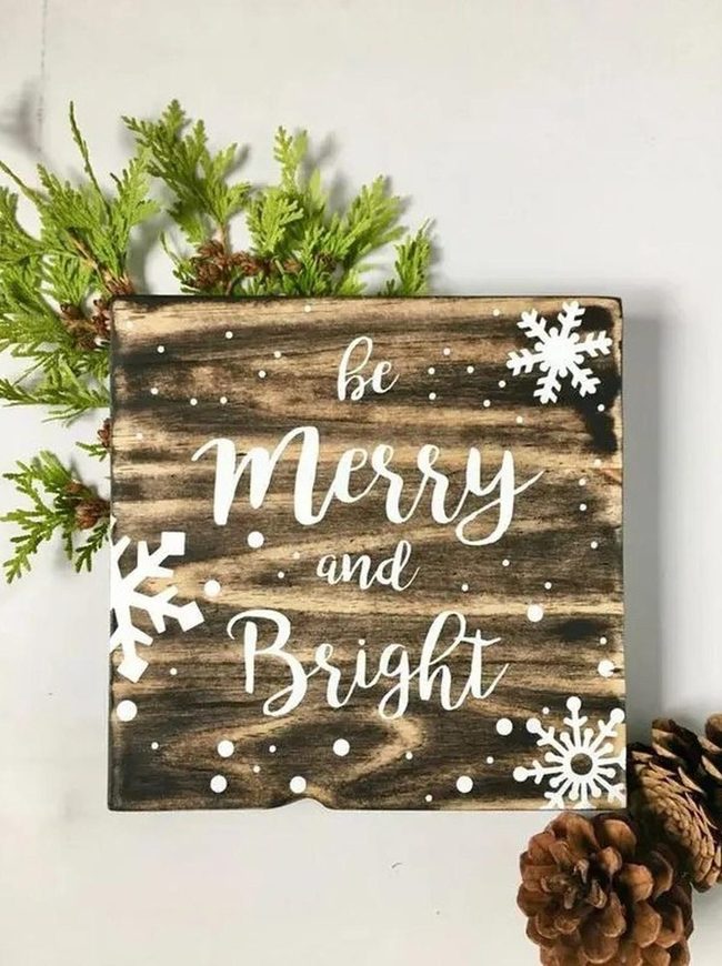 Brown Wood Be Merry Sign