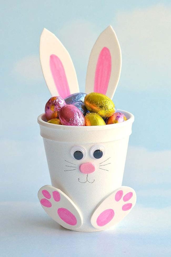 Pink Foam Bunny Candy Holders