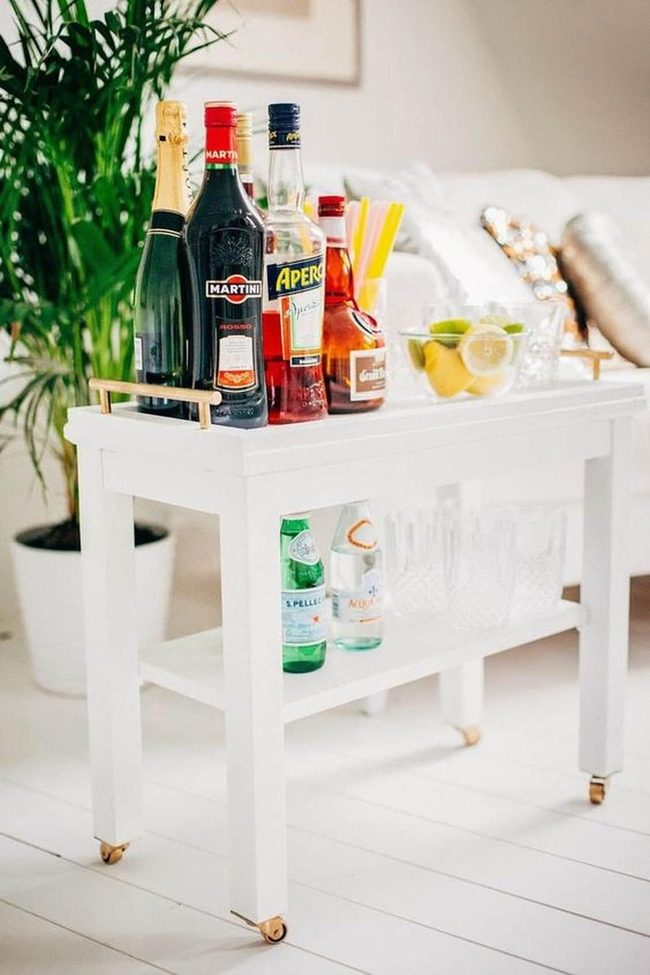 Gold-Trimmed Bar Cart With Fresh Citrus