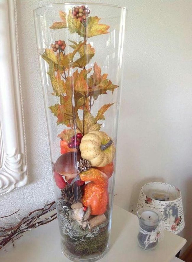Autumn Leaves Glass Container