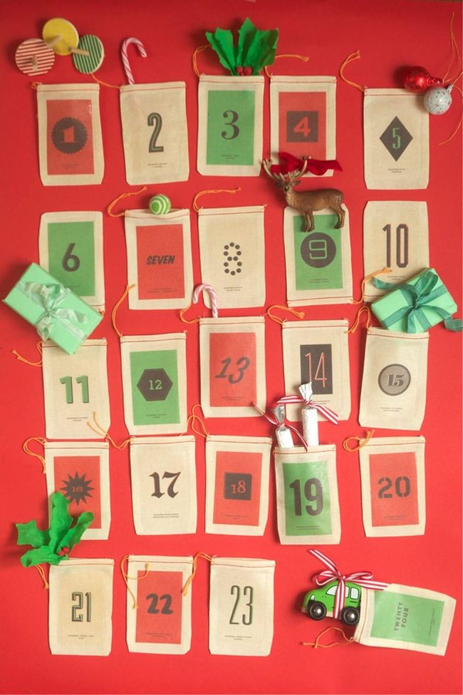 Red Cloth Bags Countdown Calendar