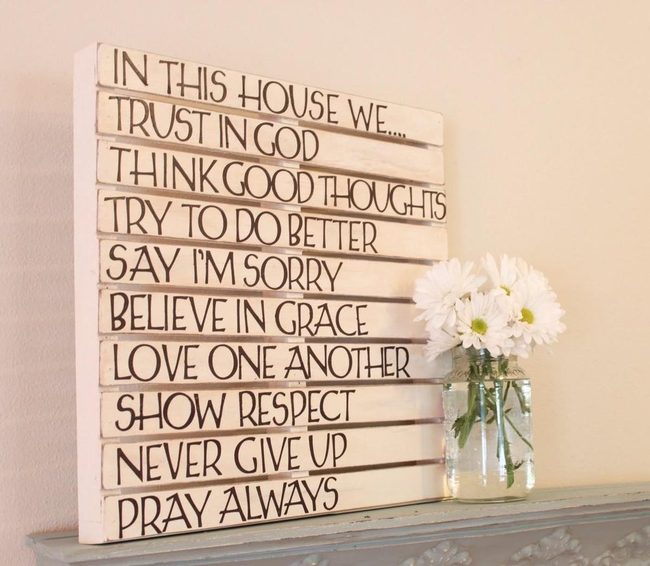 Black Lettering On Natural Wood