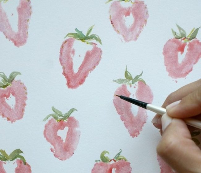 Soft Pink Strawberries White Background