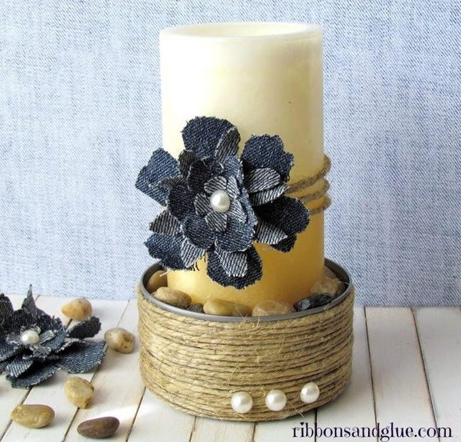 Twine-Wrapped Tin Candle Holder