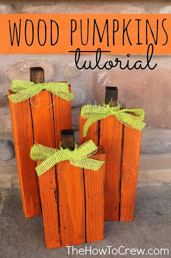 Painted Wood Block Pumpkins