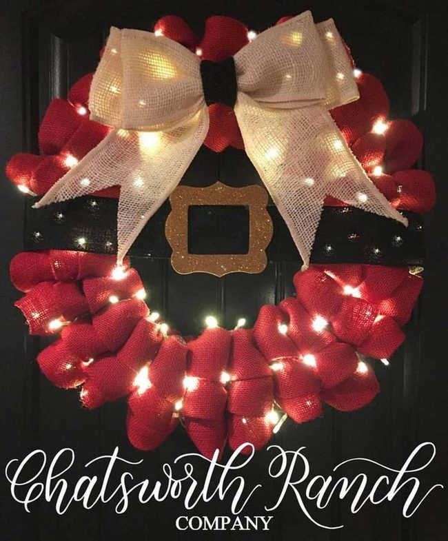 Santa Belt Burlap Wreath