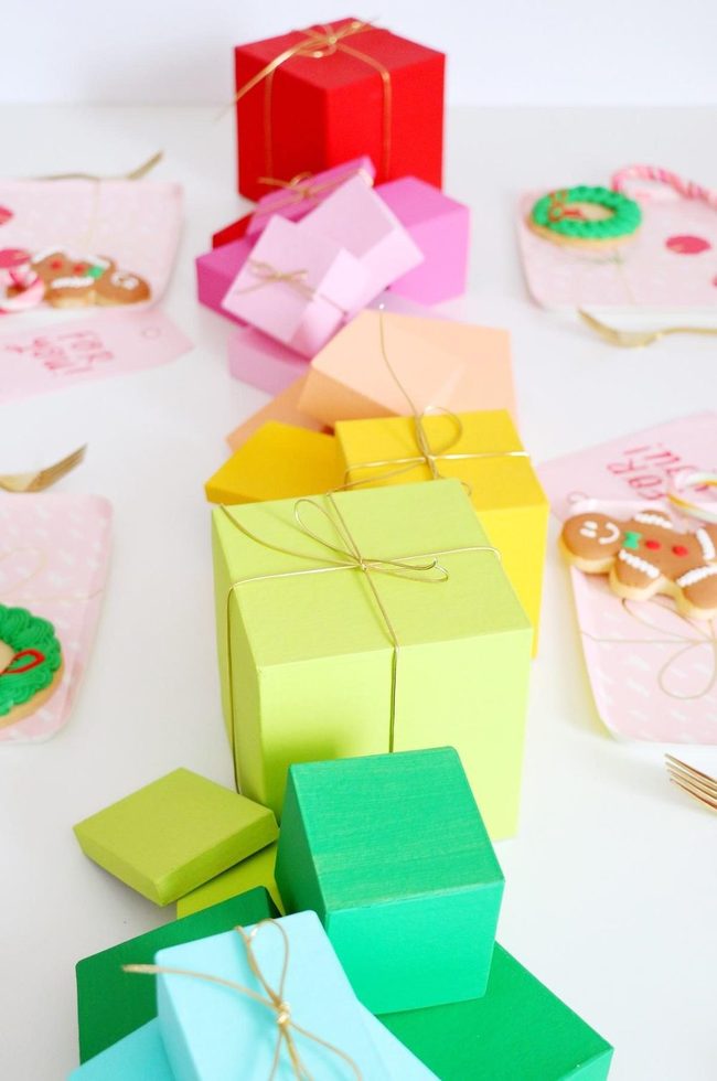 Stacked Gift Boxes Gold Strings