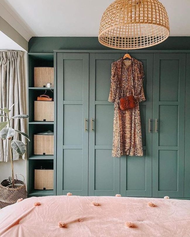 Green Wardrobes With Woven Warmth