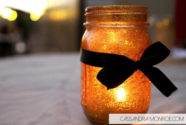 Shimmering Gold Jars With Black Bow