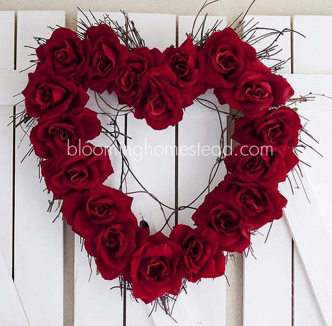 Crimson Roses Twig Wreath