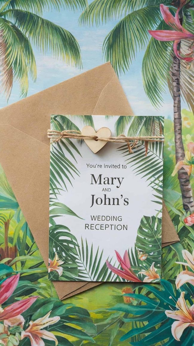 Fuchsia Palm Leaf Invitations