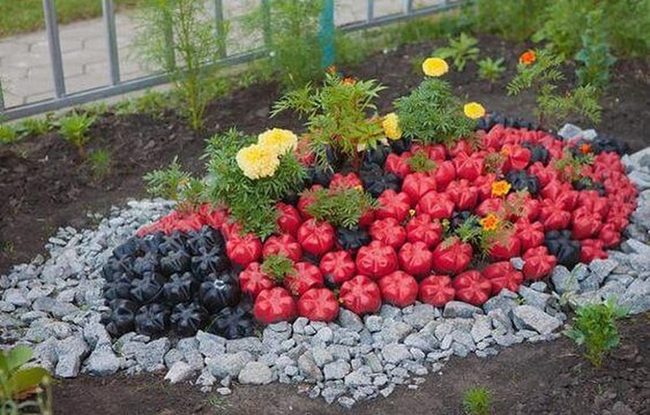 Red And Black Bottle Garden Planter