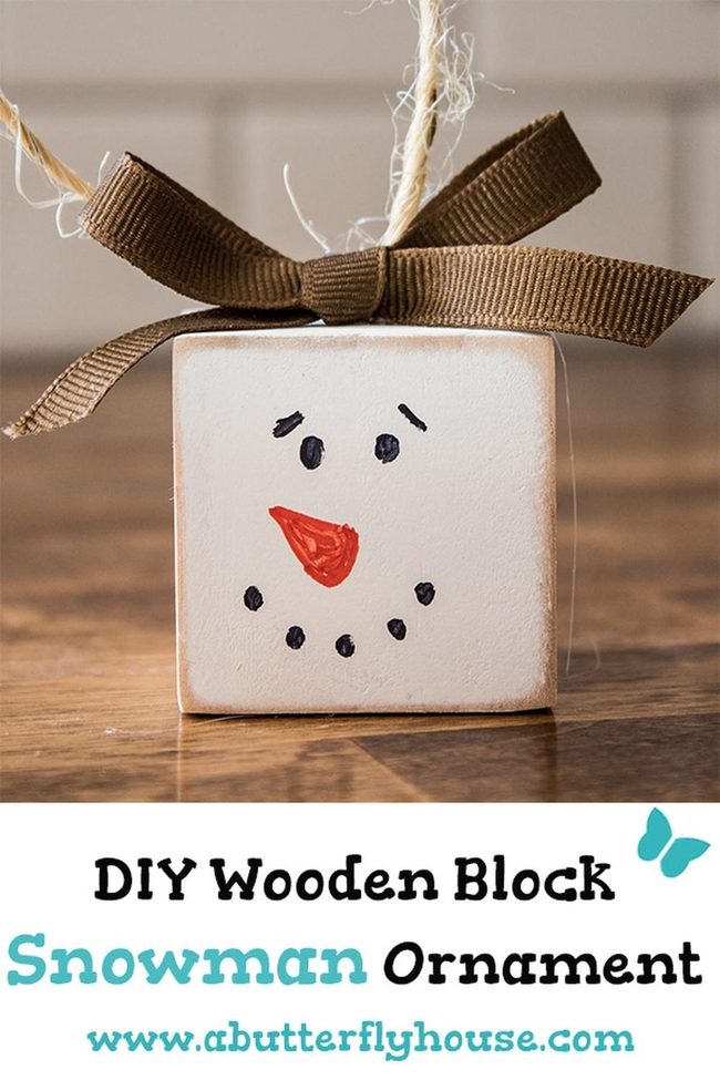 Painted Wood Snowman Blocks Red