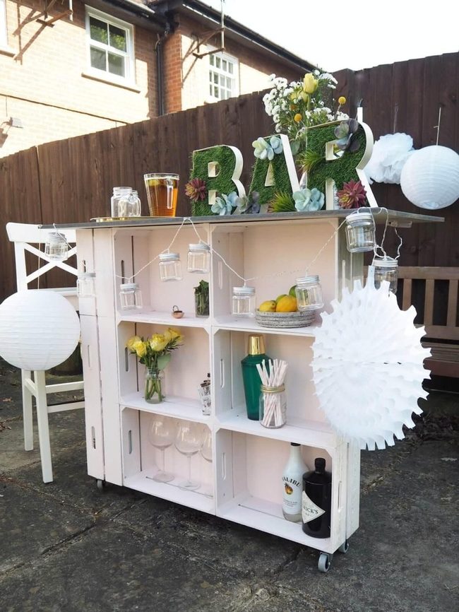 Wooden Crate Rolling Bar