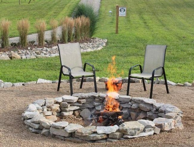 Stacked Stone Fire Pit Circle