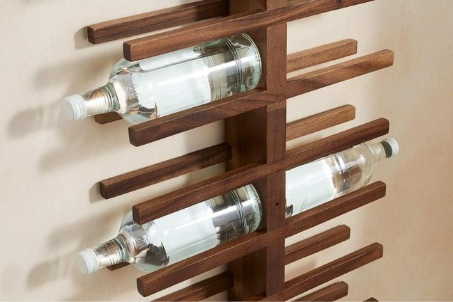 Dark Acacia Wine Wall Display