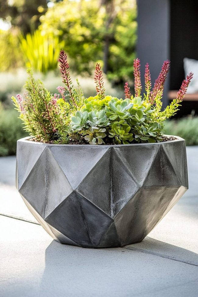 Concrete Planters With Marble Finishes