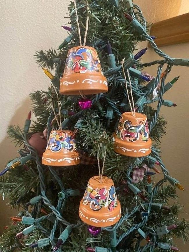 Painted Terra Cotta Bell Ornaments