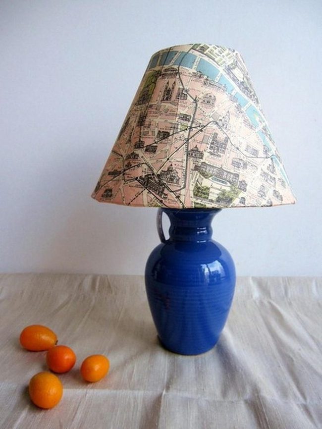 Deep Blue Map Lamp Statement