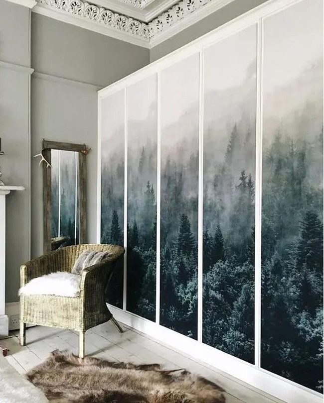 Gray Walls Meet Misty Forest
