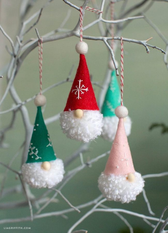 Fluffy Pom-Pom Christmas Ornaments