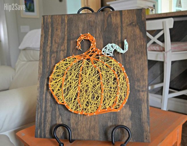 Orange Pumpkin String Art