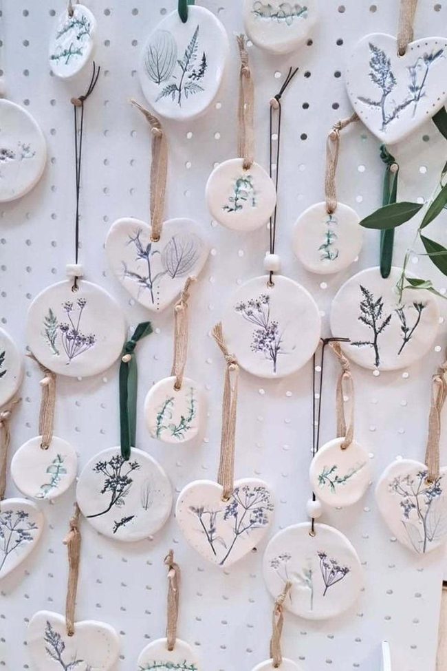 Pastel Clay Leaf Ornaments