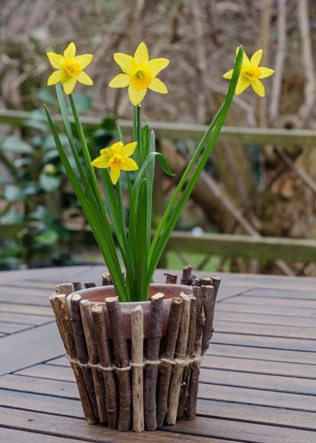 Twigs Wrapped Terracotta Planters
