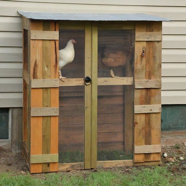 Upcycled Cupboard Chicken Coop Door