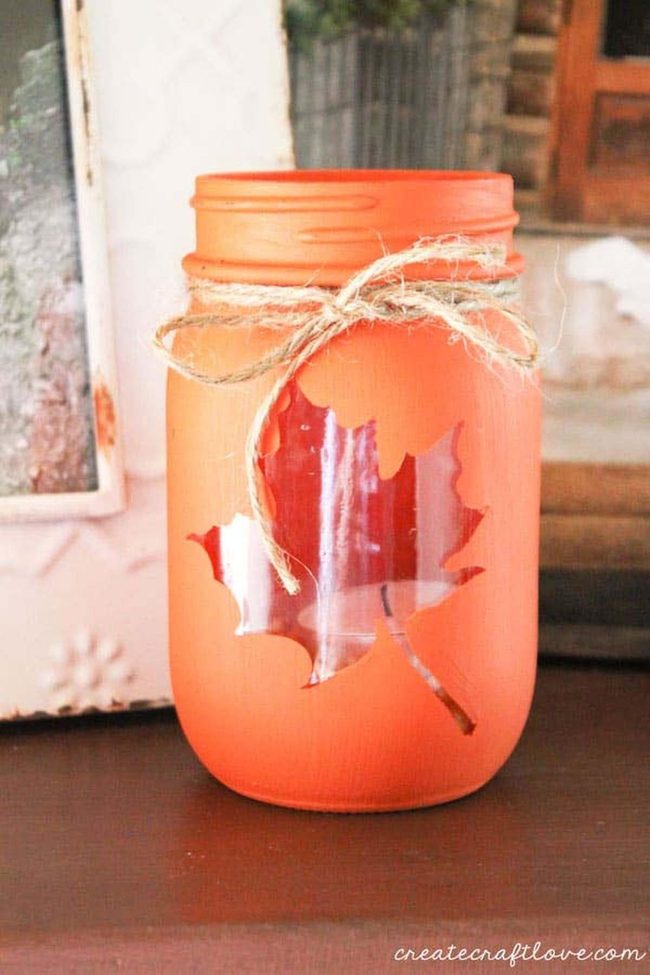 Burnt Orange Leaf Cutout Candle