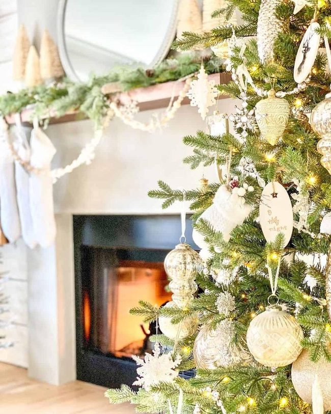 Golden Metallic Tree With Shimmering Baubles