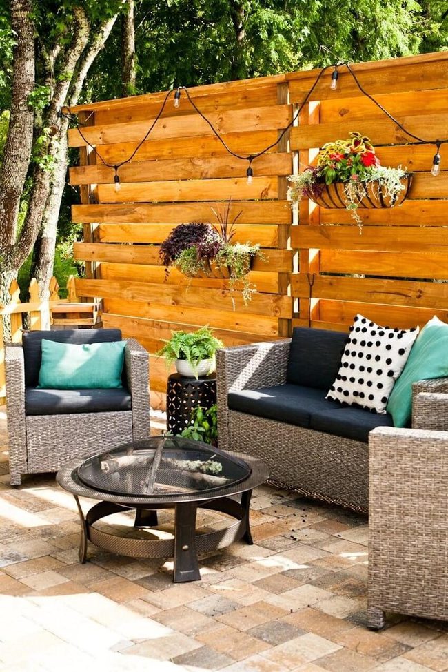 Horizontal Wood Fence Privacy Screen