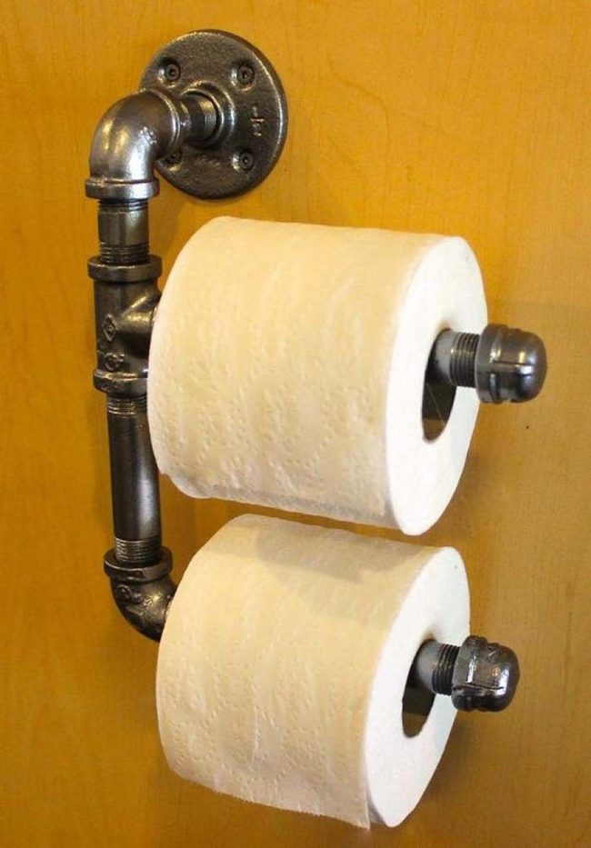 Steampunk Metal Pipe Toilet Roll Holder