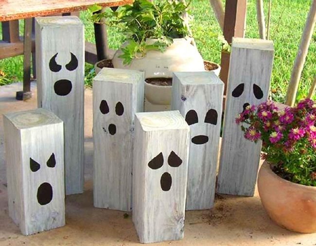 Carved Wood Spirit Blocks Halloween