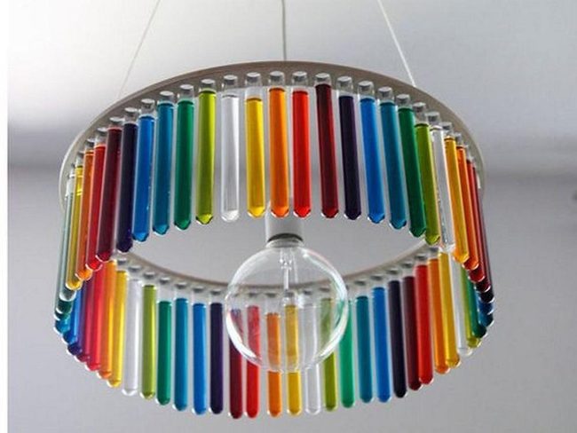 Curved Rainbow Glass Lighting Fixture