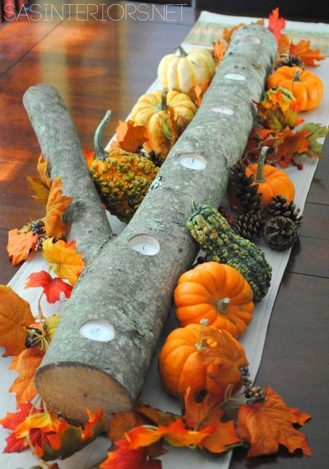 Autumn Logs And Candlelight