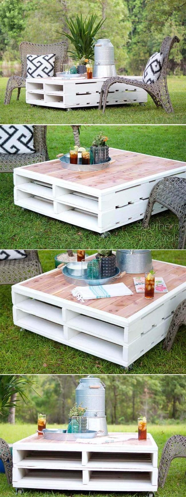 White Wood Patio Table