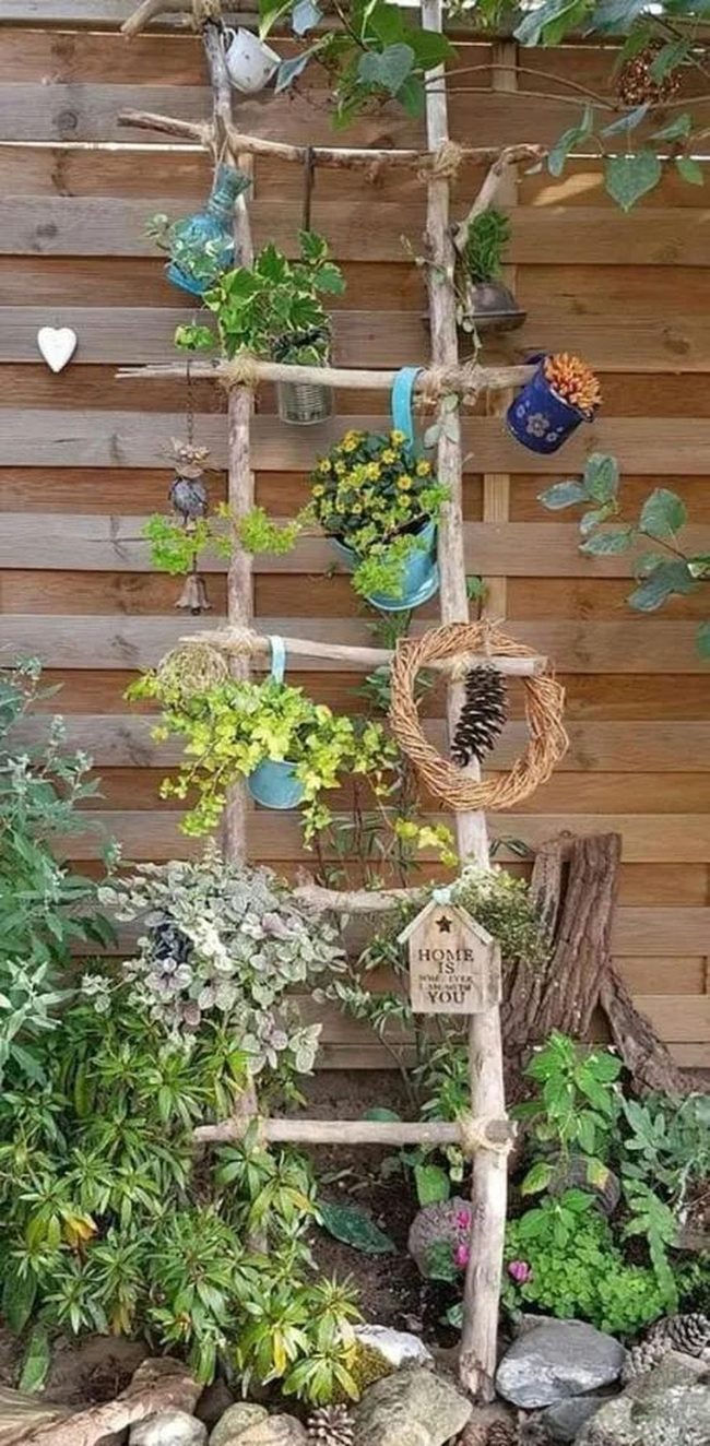 Wooden Ladder Garden Tower