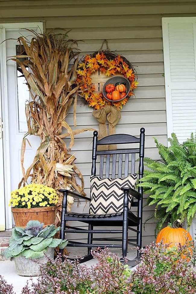Overflowing Harvest Containers And Fall Foliage