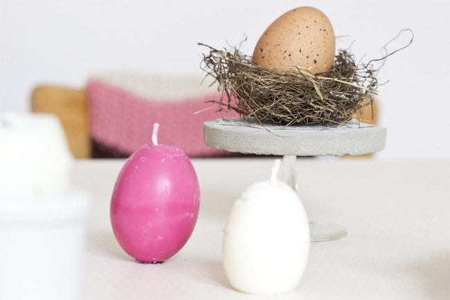 Egg-Shaped Candles Natural Nest
