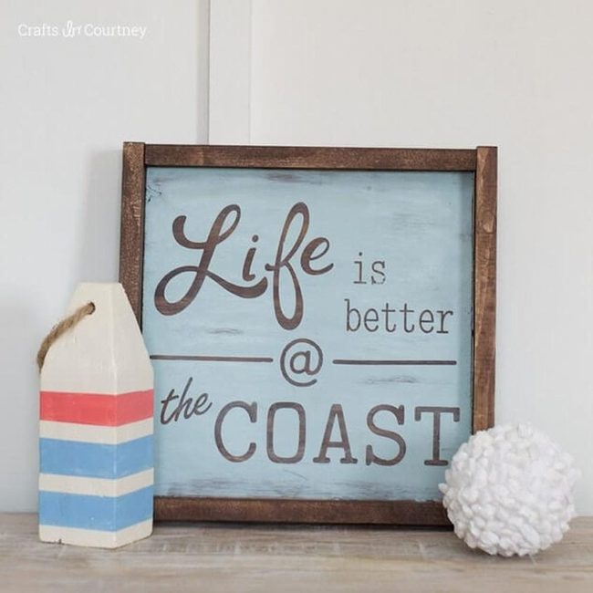 Sea Blue Wooden Coastal Message