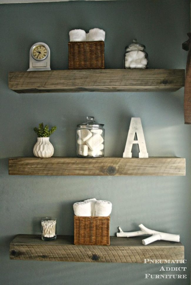 Weathered Wood Shelves Display Character
