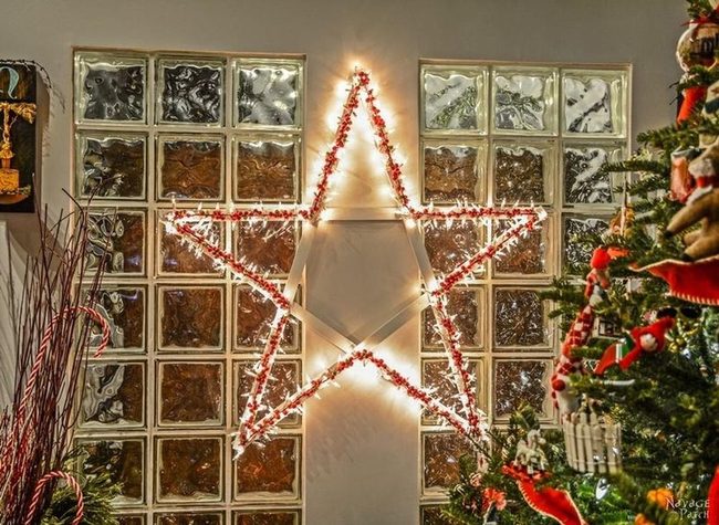 Red Star And Glass Block Sparkle