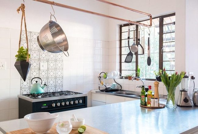 Black Stove White Kitchen