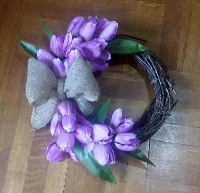 Burlap Bow Spring Wreath