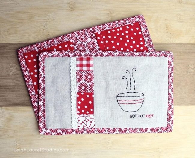 Red Polka Dot Quilted Placemats