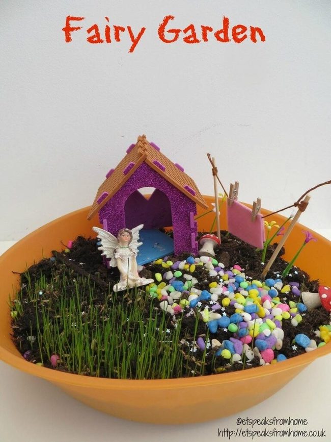 Purple Glitter Fairy House Miniature Garden